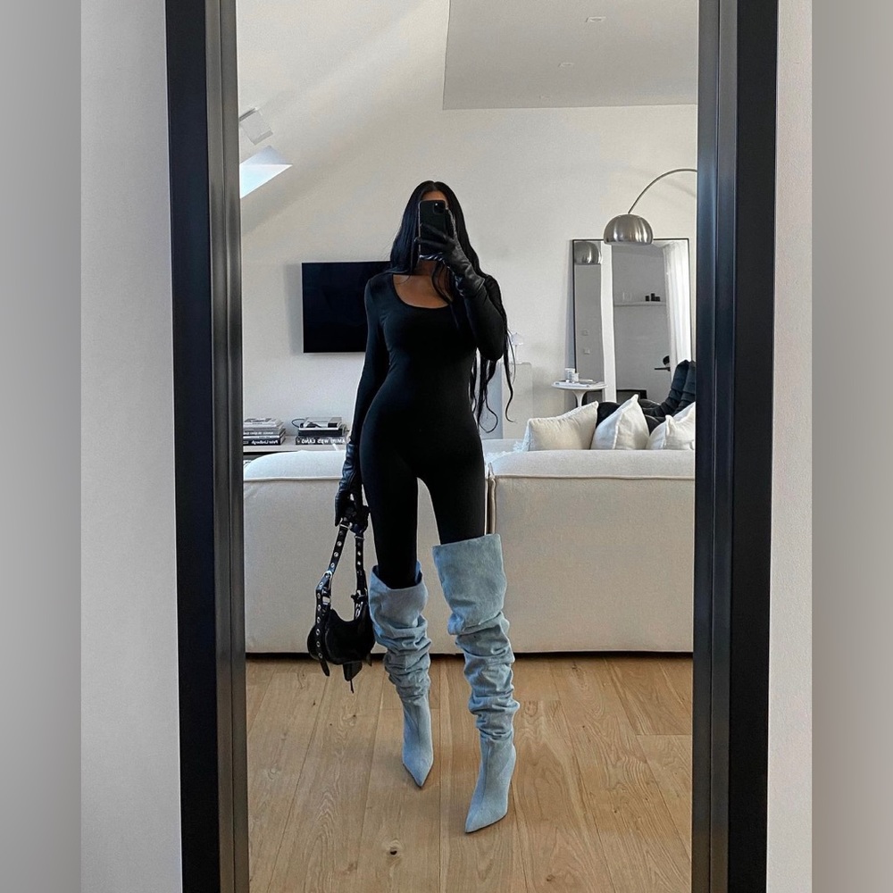 Zara over the knee Denim boots